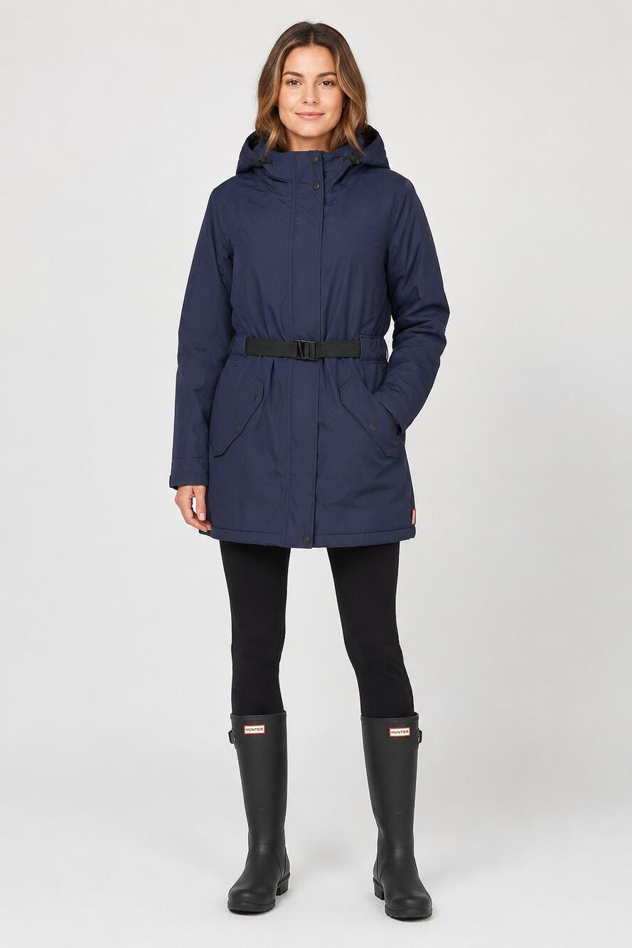 Hunter Original Womens Navy Insulated Parka Rain Jacket Hooded Size Medium NWT